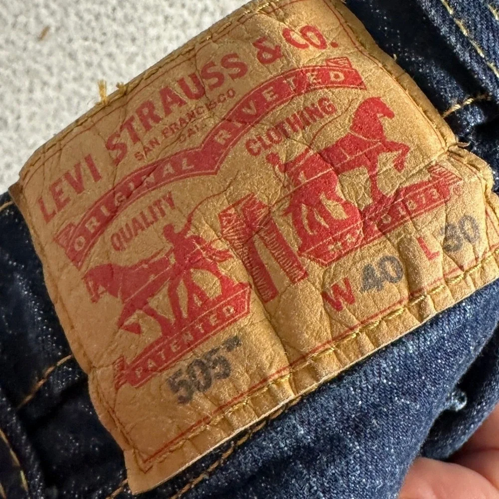 Levis 505 Jeans Men 40X30 Blue Regular Fit Straight Leg Denim Dark Wash 5-Pocket